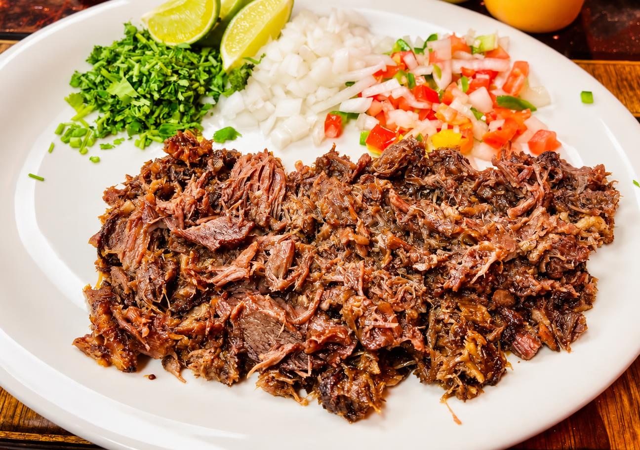 Barbacoa with cilantro, onion and pico de gallo